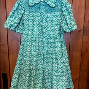 Women’s XXS Tuckernuck Hyacinth House Mini Green Smocked Dress